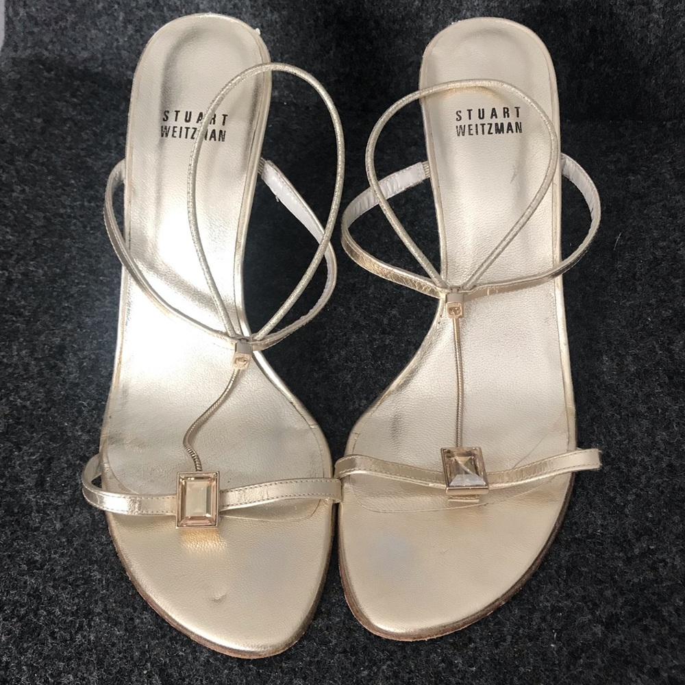 Stuart Weitzman gold strappy heel, 8M